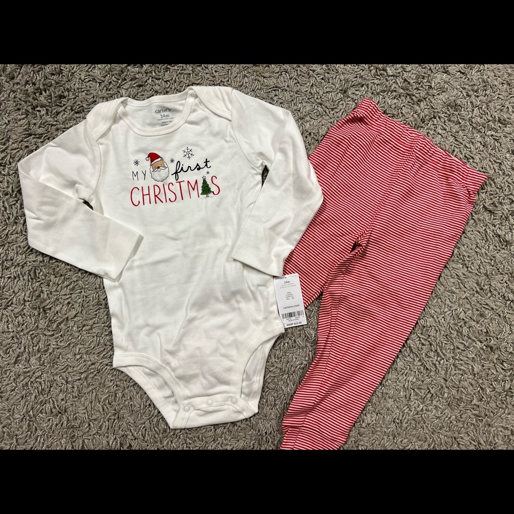 Carters, Baby Infant “My First Christmas” Long Sleeve One Piece with Pants